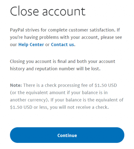 در قسمت پایین جلوی Account type بر روی Close account کلیک نمایید