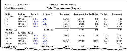 گزارش مالیات فروش 