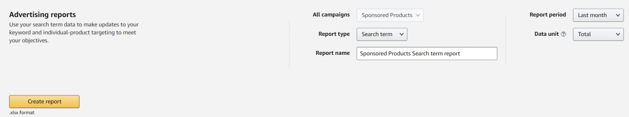 Amazon Search Term report